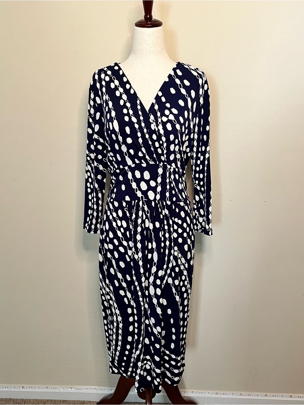 Talbots Navy and White Dress